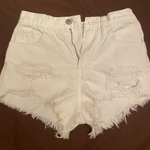 White Distressed Jean Shorts